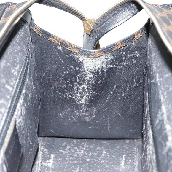 CELINE Macadam Canvas Hand Bag PVC Leather Black Gold Auth 91655 - Picture 11 of 16